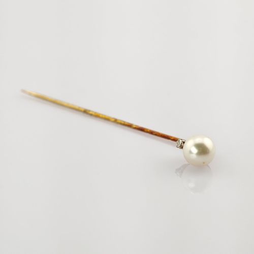 Krawatten- oder Hutnadel mit Perle und Diamant | 585 / 1,36g