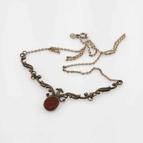 Silbercollier mit ovale Karneoltafel