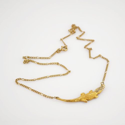 Goldkette mit diamantbesetztem Krokodilmotiv | 333 / 4,86g