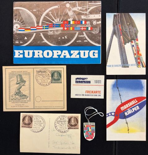 BERLIN ERP EUROPAZUG Sonderstempel Ganzsache Fahrkarte SEHR SELTEN!