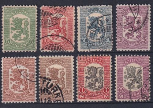 Finnland 1918 - MiNr. 95-102 gestempelt - Freimarken: Waasa