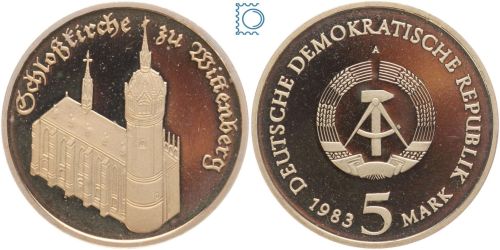DDR 5 Mark 1983 - Schlosskirche zu Wittenberg - aus PP