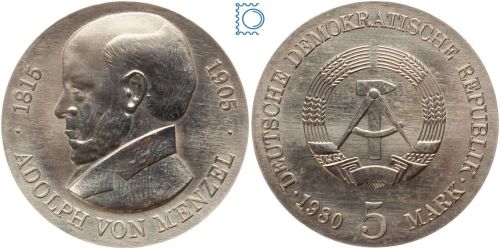 DDR 5 Mark 1980 - Adoplph von Menzel - stempelglanz - J.1576