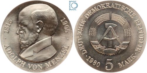 DDR 5 Mark 1980 - Adoplph von Menzel - stempelglanz - J.1576