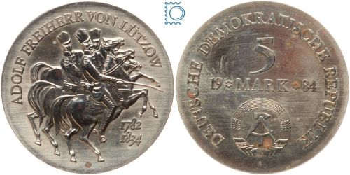 DDR 5 Mark 1984 - Freiherr von Lützow - stempelglanz - J.1599