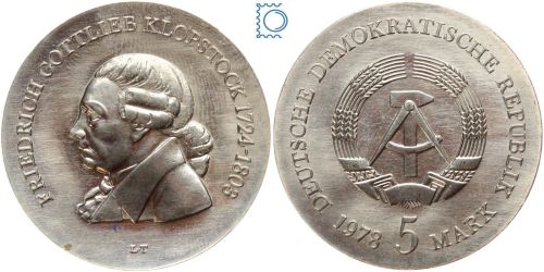 DDR 5 Mark 1978 - Friedrich Gottlieb Klopstock - stempelglanz - J.1566