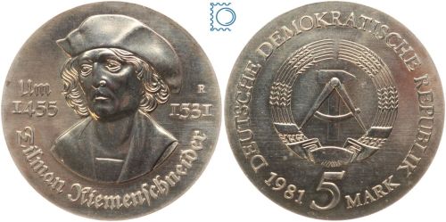 DDR 5 Mark 1981 - Tilman Riemenschneider - stempelglanz - J.1580