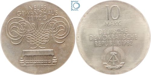 DDR 10 Mark 1982 - Neues Gewandhaus Leipzig - aus PP - J.1583