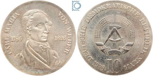DDR 10 Mark 1976 - Carl Maria von Weber - stempelglanz - J.1562
