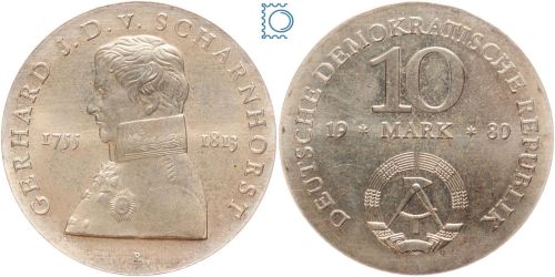 DDR 10 Mark 1980 - Gerhard von Scharnhorst - stempelglanz - J.1577