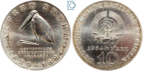 DDR 10 Mark 1984 - Alfred Brehm - stempelglanz - J.1597