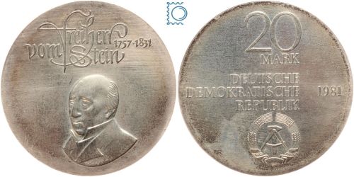 DDR 20 Mark 1981 - Freiherr vom Stein - stempelglanz - J.1579