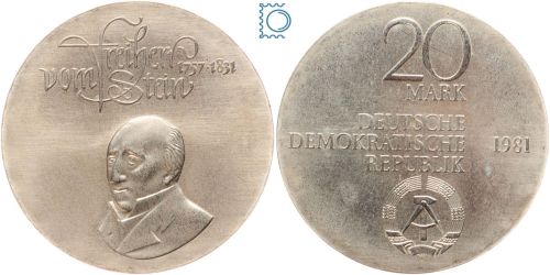 DDR 20 Mark 1981 - Freiherr vom Stein - stempelglanz - J.1579