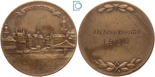 Frankfurt, Stadt - Bronzemedaille Preismedaille der XIV. Regatta 1933, mattiert