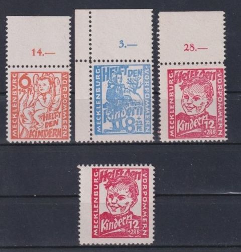 SBZ, Mecklenburg Mi-Nr. 26-28 postfrisch - Kinderhilfe - Abart überbreite Marke