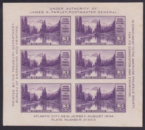 USA 1934 - Block 5 postfrisch (MNH) - Philatelistische Ausstellung Atlantic City