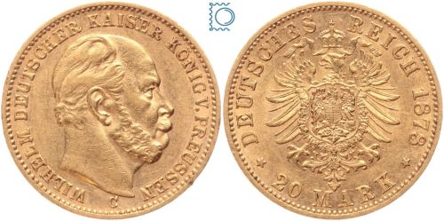 Kaiserreich, 20 Mark Preussen 1878 C, Kaiser Wilhelm I. (1861-1888), J.246