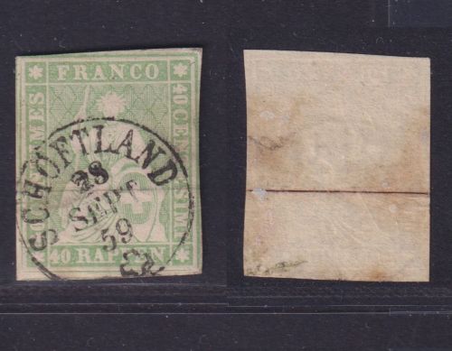 SCHWEIZ 1859, MiNr. 17 II Ay gestempelt, 40 Rappen Strubeli
