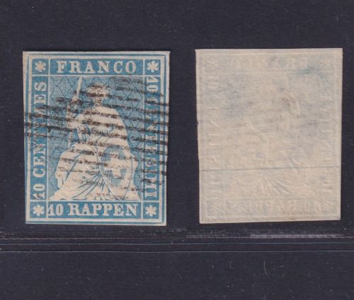 SCHWEIZ 1854, MiNr. 14 I b gestempelt, Zu 24 A, Strubeli