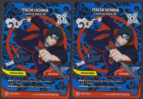 Naruto Mythos TCG 2x Itachi Uchiha 128/130 A 2nd Edition NM Englisch