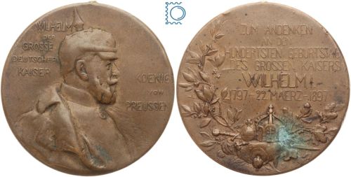 Kaiser Wilhelm I. Erinnerungsmedaille 1897 - Centenarmedaille ohne Henkel