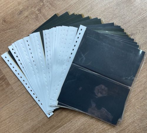45 x Lindner Klarsichthüllen 2 Taschen + schwarzen Einlegern - Best.-Nr. 821 gebraucht
