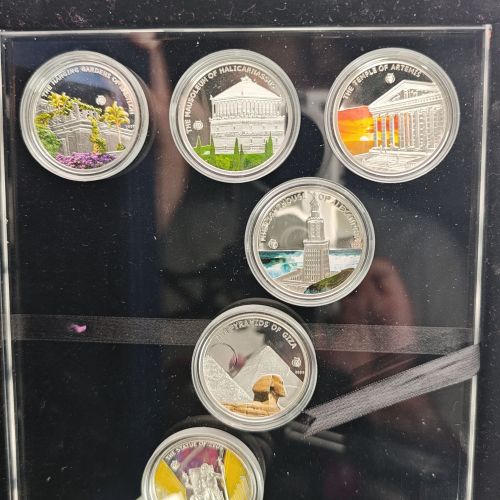Palau 2009 7 x 5 Dollar | Die Sieben Weltwunder der Antike | Box + CoA