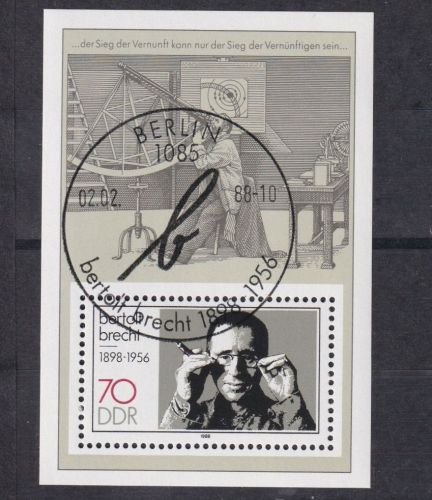 DDR, Block 91 gestempelt SST - Bertolt Brecht 1898-1956