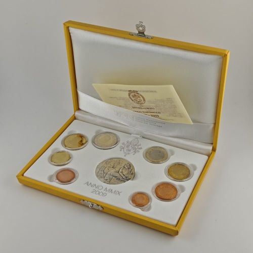 Vatikan Euro KMS 2009 Kursmünzensatz PP mit Silbermedaille in Box mit CoA
