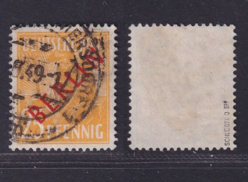 Berlin Nr. 27 - 25 Pfennig Rotaufdruck gestempelt, geprüft Schlegel BPP