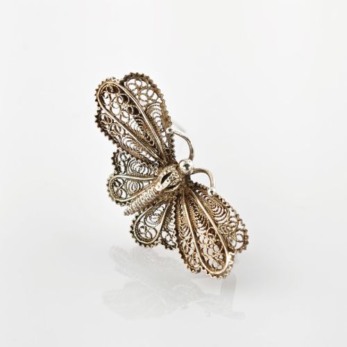 Filigrane Schmetterling-Brosche aus Silber