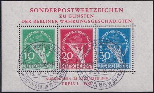Berlin Block 1 gestempelt ERSTTAG mit NAGELNEUEM ATTEST Schlegel BPP