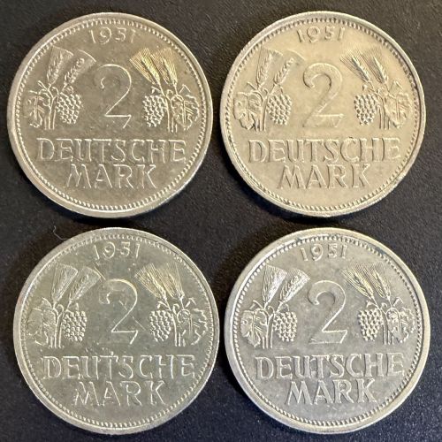 BRD - 2 DM 1951 DFG J komplett- Trauben und Ähren - Satz - Komplettsatz!