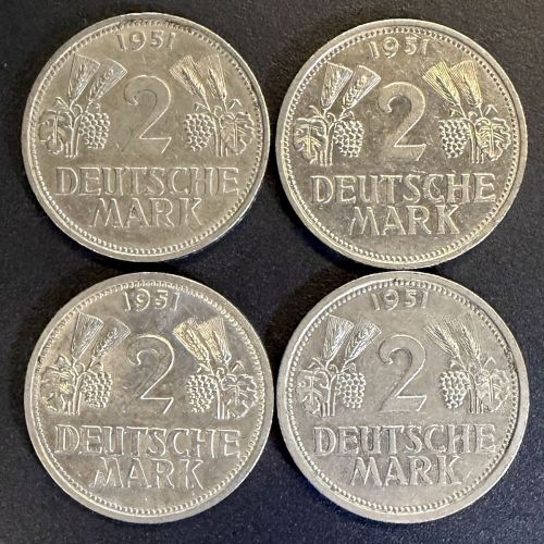 BRD - 2 DM 1951 DFG J komplett- Trauben und Ähren - Satz - Komplettsatz!