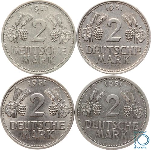 BRD - 2 DM 1951 DFG J komplett- Trauben und Ähren - Satz - Komplettsatz!