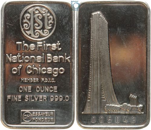 First National Bank of Chicago Vintage .999 Silver 1oz Barren | Member FDIC
