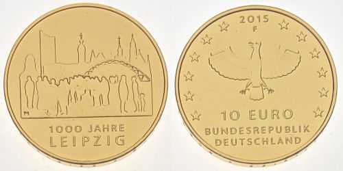 10 € - 1000 Jahre Leipzig - 2015 - vergoldet