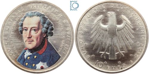10 Euro 2012 | Friedrich der Große Farbmünze farbveredelt