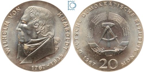DDR 20 Mark 1967 - Wilhelm von Humboldt - stempelglanz - J.1520