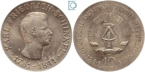 DDR 10 Mark 1966 - Karl Friedrich Schinkel - stempelglanz - J.1517