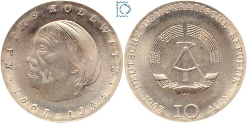 DDR 10 Mark 1967 - Käthe Kollwitz - stempelglanz - J.1519