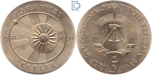 DDR 5 Mark 1971 - Johannes Kepler - stempelglanz - J.1534