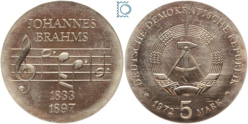 DDR 5 Mark 1972 - Johannes Brahms - stempelglanz - J.1540