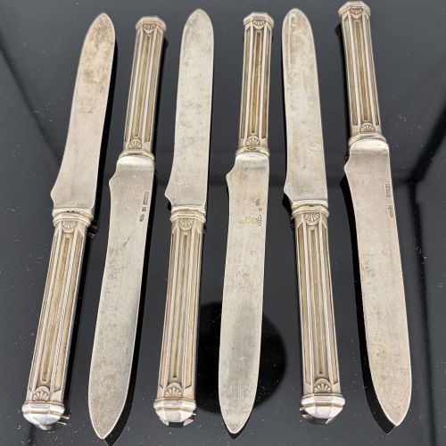 Bolin Moskau 6 Messer Vollsilber 84 Zolotnik 875 Konstantin Linke Zarenzeit