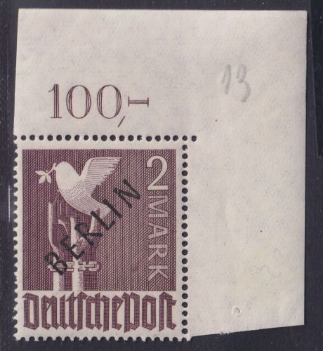 Berlin MiNr. 18 P OR dgz Eckrand postfrisch geprüft Schlegel LUXUS!