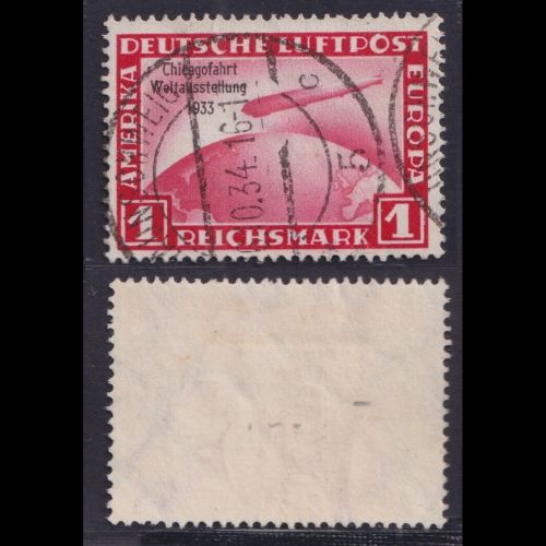 Deutches Reich MiNr. 496 gestempelt, Chicagofahrt Zeppelin, geprüft Schlegel BPP