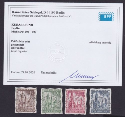 Berlin MiNr. 106-109 gestempelt, Vollstempel, geprüft Schlegel BPP