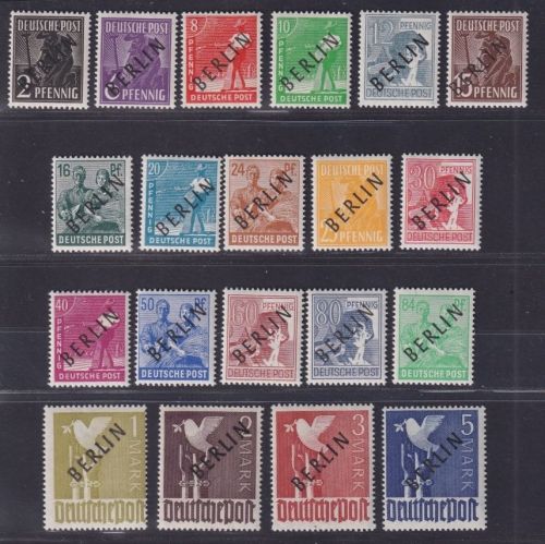Berlin, Mi-Nr. 1-20 postfrisch - Schwarzaufdruck, geprüft Schlegel BPP