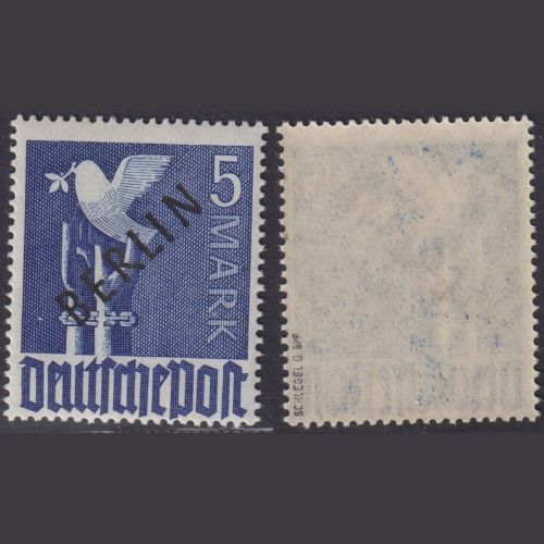 Berlin MiNr. 20 postfrisch, geprüft Schlegel BPP, 5 Mark Schwarzaufdruck