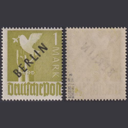 Berlin MiNr. 17 a postfrisch, geprüft Schlegel BPP, 5 Mark Schwarzaufdruck